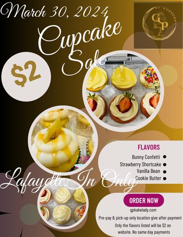 $2 Cupcake Sale Lafayette IN Only 3/30/24 (6 cupcake minimum order)